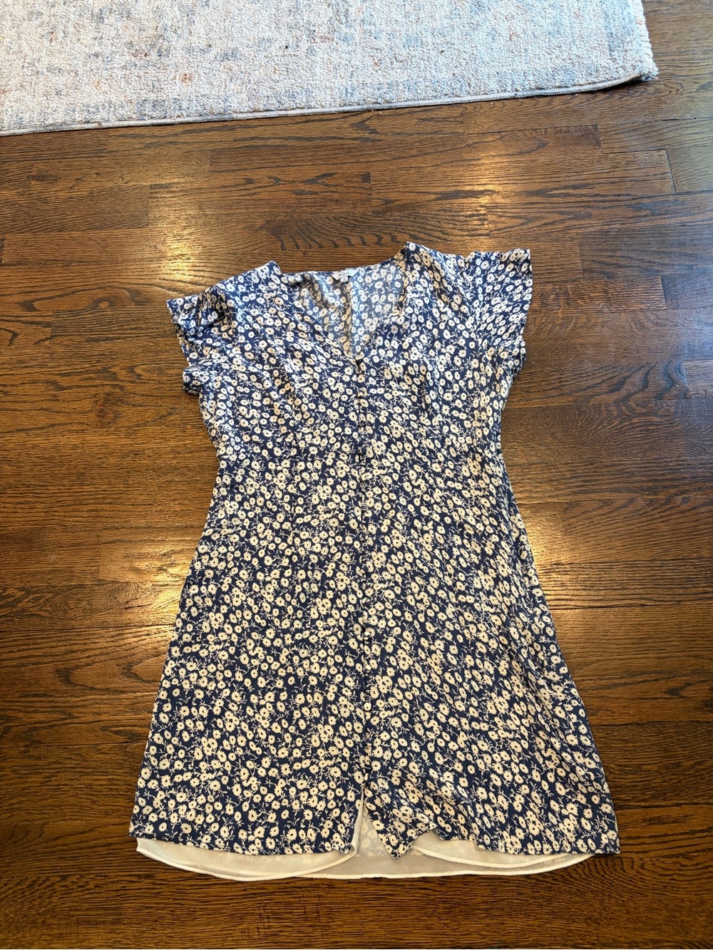 Rails Blue Floral V-Neck Mini Dress